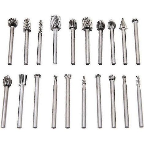 Fraises rotatives HSS pour bois, fraises à tête fraisée de 3 mm pour le meulage, le polissage et la gravure du bois, du plastique et de l'aluminium (lot de 20). (1/2)