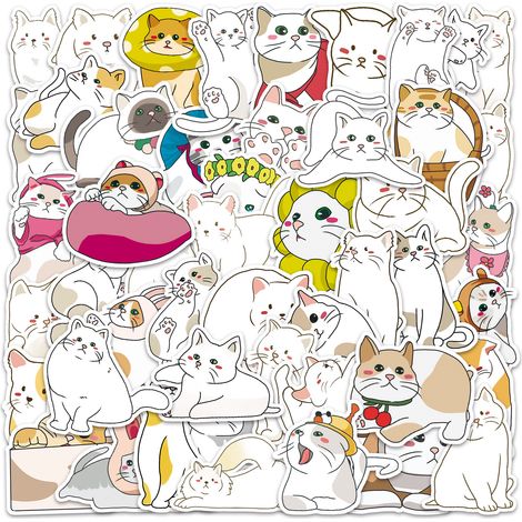 50 originelle Katzen-Graffiti-Aufkleber, personalisierte Handbücher, süße Aufkleber (1/5)