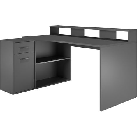 GamerBüro Mobilier de bureau Gamer, 1 porte, 1 tiroir, 2 espaces ouverts, anthracite mat.