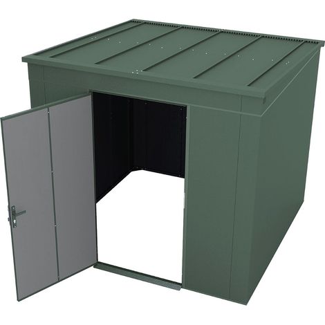 WEKA Gary Metallgerätehaus grün 5,4 m² Gerätehaus aus Metall in Grün, Geräteschrank mit 0,7 mm Wandstärke Gartenhaus