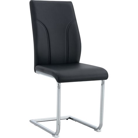 Set di 2 sedie da pranzo in PU nero con gambe in metallo argentato MODENUIT (1/5)