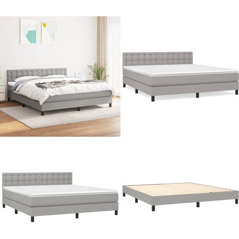 Sommier à lattes de lit avec matelas Gris clair 180x200cm Tissu - Lit Plateforme - Lit Double - Matelas Ressorts Ensachés - Literie - Chambre À Coucher - Home & Living (1/5)