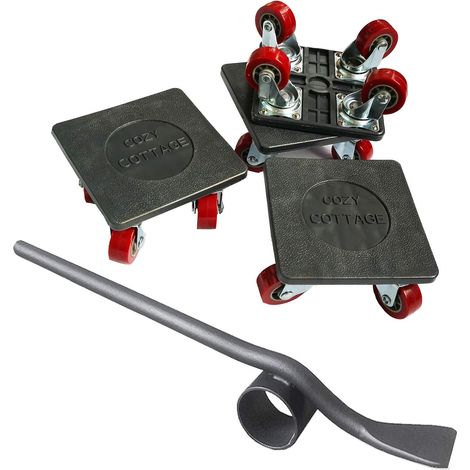 4 Patins de glissement, roulettes pivotantes 360°, acier et PVC, charge 250 kg, pour meubles lourds (1/5)