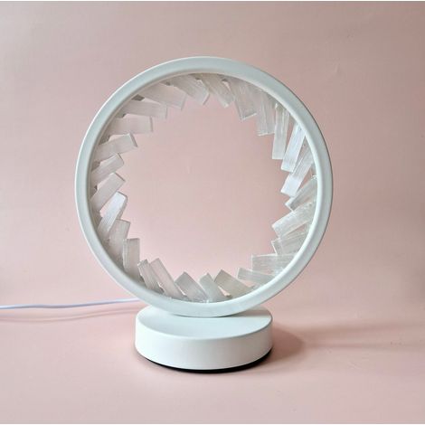 Lampe de Sélénite Ronde Veilleuse en Pierres Naturelles avec Intensité Réglable et USB - PANGIVO (1/2)