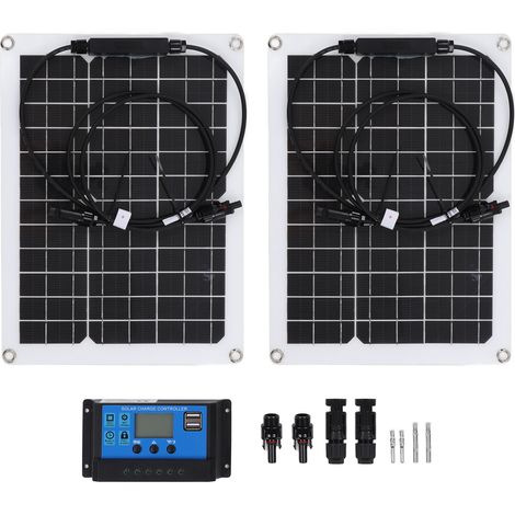 Panneau solaire monocristallin flexible 30W étanche avec régulateur solaire 50A pour batterie 12V (1/5)