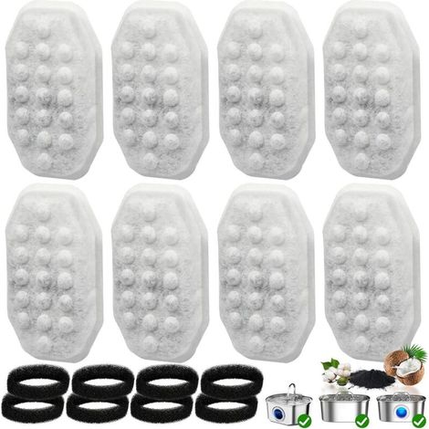 Lot de 16 filtres de rechange et préfiltres pour fontaine à eau automatique pour chats et chiens (3,2 L/108 oz). (1/5)