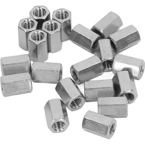 20 pièces écrous de raccordement hexagonaux en acier inox 304 pour tiges filetées, boulons, goujons et vis (1/5)