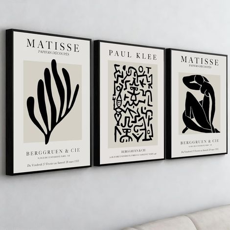 PWAAHDC Lot de 3 Tableaux Muraux Encadrés – Abstrait Noir et Beige Neutre pour Salon et Chambre – 30 x 40 cm (1/5)