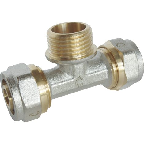 SOMATHERM FOR YOU - 3775-16-15S - tee di compressione per il tubo multistrato Ø16 - Maschio 15/21 (1/2 '') al centro: Ø 16 - M15 / 21 - Ø16 (1/3)