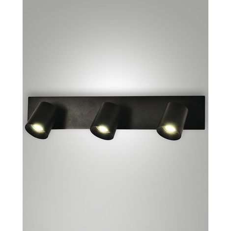 Spot Modo Modern à 3 lumières en aluminium moulé sous pression, couleur noire, structure réglable, douille GU10, 35W max pour éclairage intérieur.