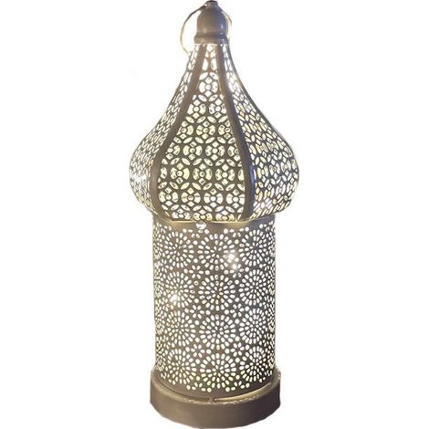 Lampe LED en fer blanc ajouré, luminaire décoratif d'intérieur, idéal pour une Table de chevet, une chambre à coucher (1/5)