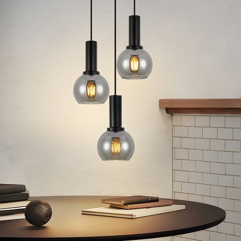 GBLY Hängelampe Wohnzimmer Pendelleuchte Glas-3 Flammig Hängeleuchte Vintage Esszimmerlampe Hängend E27 Pendellampe Esszimmerlampe Höhenverstellbar für Schlafzimmer Arbeitszimmer(ohne Leuchtmittel)