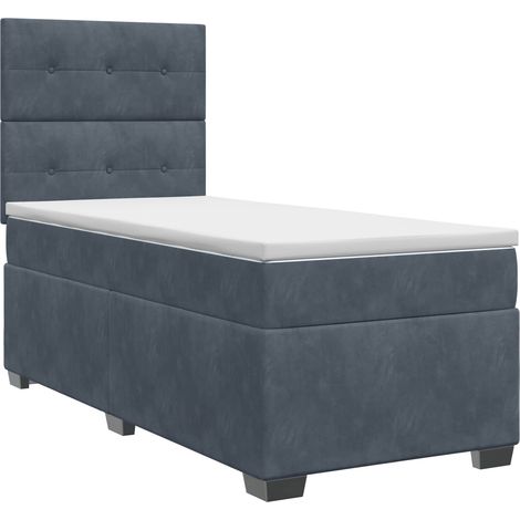 Letto box spring con materasso Grigio Scuro Singolo Velluto vidaXL (1/5)