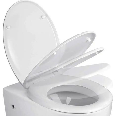 Copriwater Bagno Universale in Plastica Bianco Chiusura Rallentata Soft 44x37x7 (1/4)