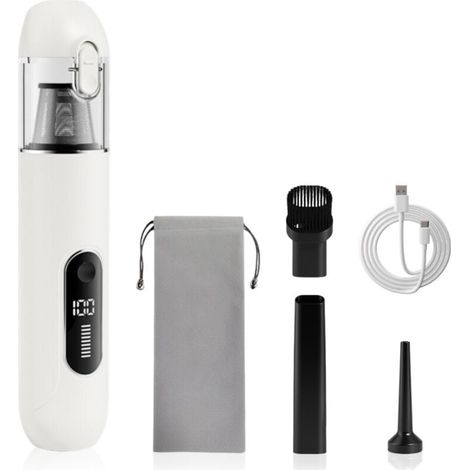 Akku-Handstaubsauger mit 13.000 Pa Saugleistung, Mini-Design für Auto, PC, Sofa und Zuhause. Ritztritzreinigung, Blasfunktion, 1800-mAh-Akku. (1/4)