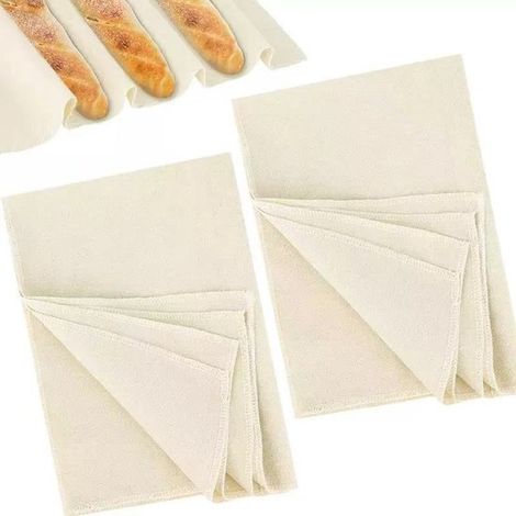 2 teiliges Set Gärtücher für Brotteig, Backtücher aus Baumwoll Canvas, 75 x 45 cm (1/5)