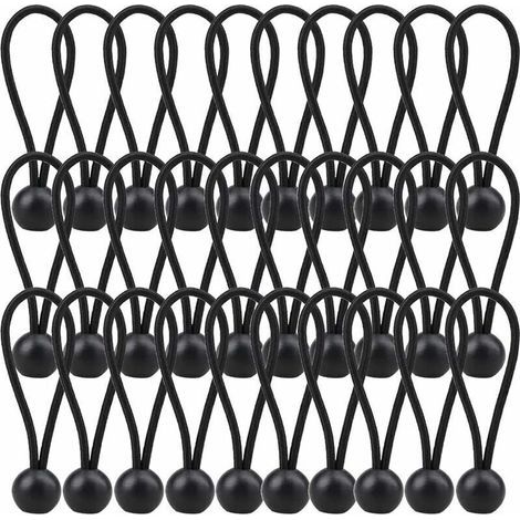 Tendeur Élastique 140mm Corde Élastique pour Bâche Pavillon Camping Tente Rideaux 30 Pièces Noir (1/4)