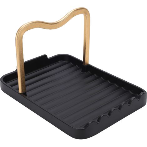 Support mural sans perçage pour cuisine - aluminium léger et résistant, noir moderne, design discret et élégant, résistant à la rouille, finition brossée (1/5)