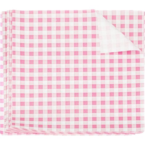 100 Feuilles de Papier Ciré à Carreaux Carrés 7,09" x 7,09" Papier Absorbant l'Huile pour Emballer les Aliments Secs pour Sandwichs, Doublures de Papier de Cuisson, Rose (1/5)