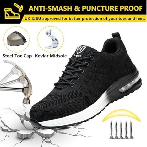 Chaussures de Sécurité Hommes Femmes Légère Basket Securite Confortable Antidérapante Chaussures de Travail Respirantes 43 (1/5)