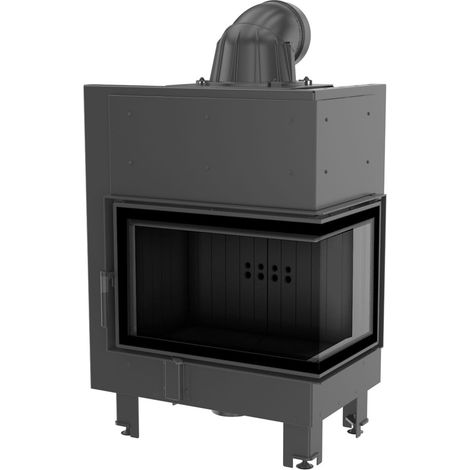Kamineinsatz aus Stahl KRATKI MBM rechts 10 kW Ø 200 gebogenes Glas schwarz Verkleidung (1/5)