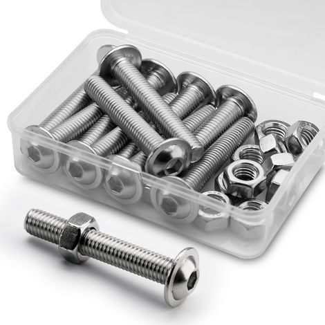 (10 Ensembles) Vis à Six Pans Creux M8 x 40mm Avec Bride et écrous Jeu de Vis à Tête Cylindrique d'Acier Inoxydable 304 (1/5)