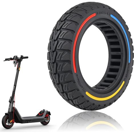 9.5 2.5-6.1 Pneu Sans Pneumatique pour NIU KQi3 KQi3 Sport KQi3 Pro KQi3 Max Trottinette Scooter Pneu Anti-crevaison Antidérapants Electrique (1, 3Couleurs) (1/5)
