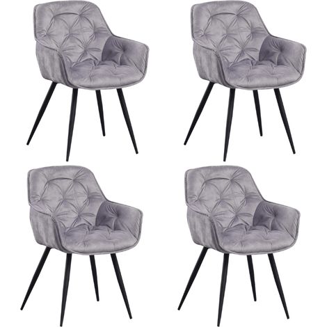 Set mit 4 Esszimmerstühlen Samt Audrey aus grauem Stoff – mit