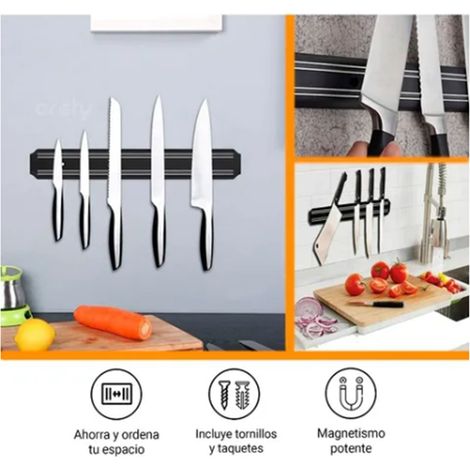 Porte-couteaux magnétique au design moderne et épuré, fixation murale multifonctionnelle, barrette de 38 cm (1/5)