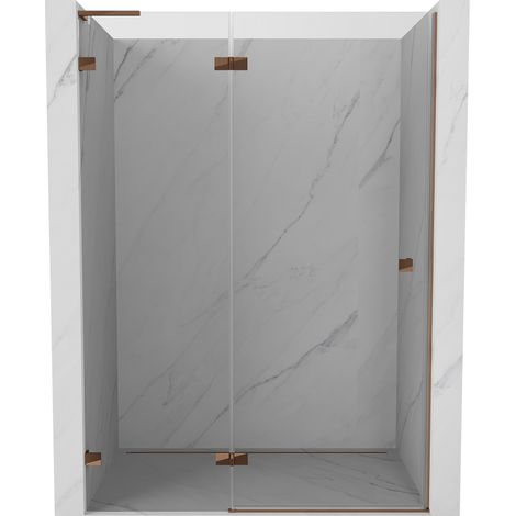 Mexen Lunar L porte de douche pivotante gauche 130 cm, transparent, or rose - 834L-130-000-60-00-L (1/5)