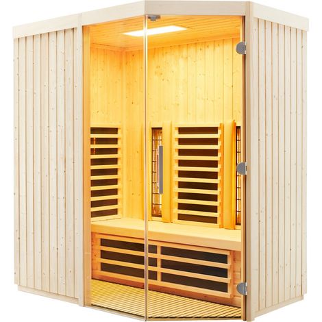 Infraworld TrioSol Unica 3 Infrarotkabine mit 2 ABC-Strahler wählbar in Fichte/Espe/Zirbe Breite: 179 cm - Holzart: Espe