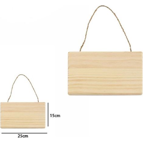 Décoration Rectangulaire En Bois à Suspendre Avec Corde 25x15 Cm 74204a