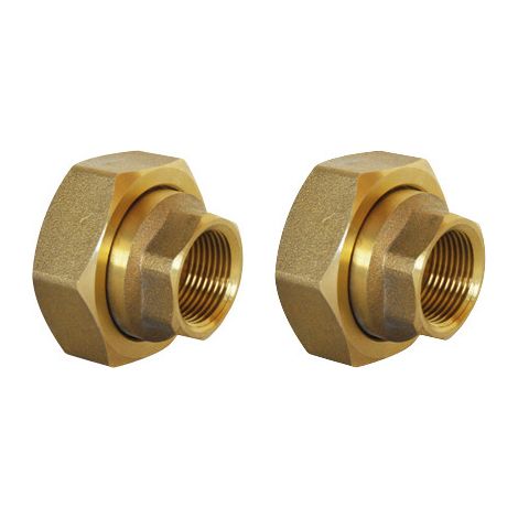 Thermador – Lot de 2 raccords union laiton G1"1/2" (40/49) – Sortie femelle 3/4" (20/27) – Pour circulateurs – Résistance à la corrosion