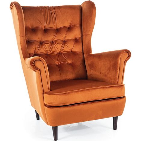 Fauteuil bergère capitonné en velours cannelle Jolt (1/5)