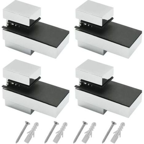 Pair Support etagere, 4 Pièces Support etagere verre, Support etagere murale, avec vis, Supports réglables pour étagères en verre en alliage de zinc, épaisseur fixable 5-15mm, pour verre et bois (1/5)