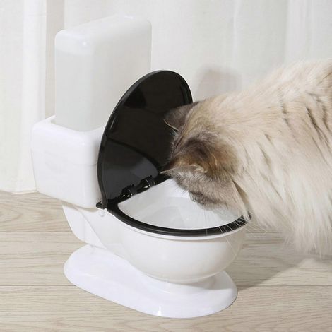 Fontaine à eau pour chat, distributeur par gravité, sans filtre, ultra silencieux, design WC 22 (1/4)