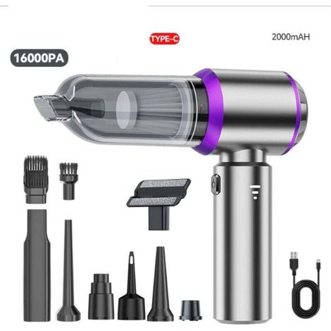 Aspirateur à main, puissant aspirateur de voiture sans fil 3 en 1 18 000 Pa, 3 vitesses, 80 000 tr/min, mini aspirateur sans fil pour PC, maison, voiture, bureau, canapé XXW (1/4)
