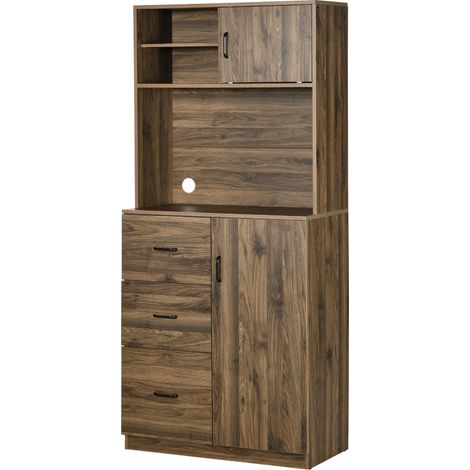 Crédence Moderne 3 Tiroirs + Armoire Rangement Bois