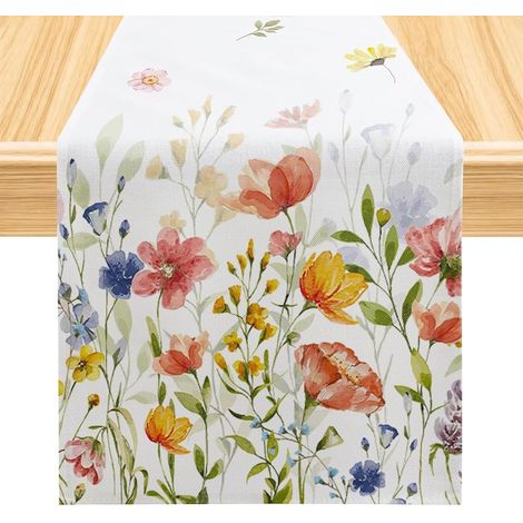Camino de mesa de cocina, camino de mesa de arpillera, camino de mesa de arpillera, decoración del hogar, decoración de mesa, decoración para fiestas navideñas, 33  183 cm (1/5)