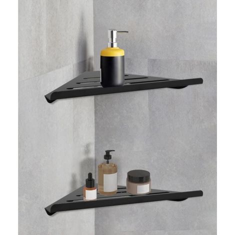 Lot de 2 étagères de douche d'angle en acier inoxydable 304 - Pour salle de bain et cuisine,215 x 215 x 305mm (1/4)