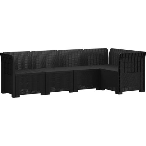 5-Sitzer Gartensofa Rattan-Look PP Anthrazit vidaXL (1/5)