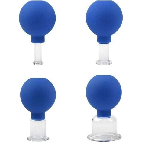 Juego de ventosas de vidrio con 4 tamaños diferentes, ventosas de masaje, ventosas anticelulíticas, ventosas para masaje de cabeza, rostro y cuerpo, 4 piezas (1/4)