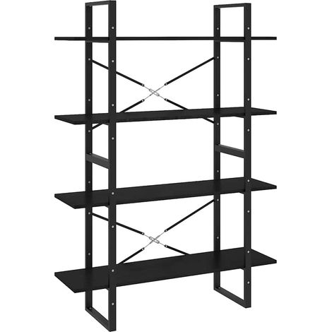 Libreria a 4 Ripiani Armadio per Libri Nera 100x30x140 cm in Massello di Pino (1/4)