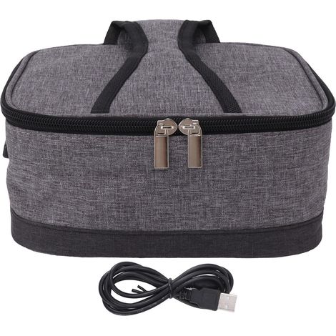 Sac isotherme chauffant USB portable, contenant alimentaire chauffant électrique, sac de maintien au chaud à température constante pour l'extérieur, gris clair (1/5)