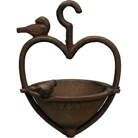 Vintage Hanging Bird Seed Feeder Cast Iron Heart Shape (1/5)