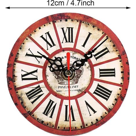 Clock wall-mounted round in MDF Antique, Style artistic and creative european, decoration for the home and the desk, 1 piece, 7 (1/5)