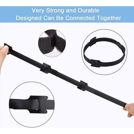 100 pcs Scratch Serre Cable Bande,Sangle Réutilisable Cable Management pour Attacher Les Cables,Fils électriques,Noir,150mmx12.5mm (1/5)