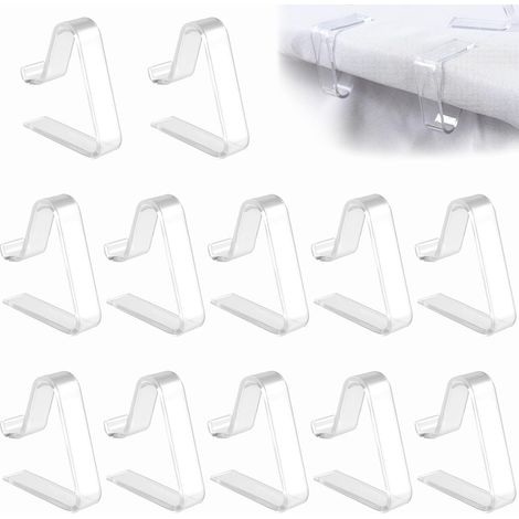 Ensemble De 12 Pince Nappe,Pince pour Nappe De Table,Pinces À Nappe en Plastique Transparent, Adaptées Aux Tables De 3,5 À 5 Cm D'Épaisseur, pour, Mariages, Restaurants Et Accroche Nappe (1/5)