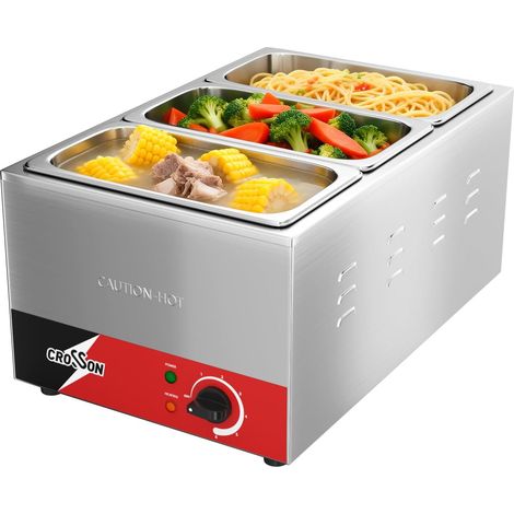 Bain Marie Electric 1200W Electric Bain Marie Stainless Steel 3 x GN 1/3 Containers with Lid, Adjustable Temperature 30°C - 85°C Buffet Warmer Chafing Dish (1/5)