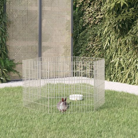 Clapier à lapin - Enclos Poulailler pour animaux 6 panneaux 54x60 cm Fer galvanisé BV888746 - BonneVie (1/5)